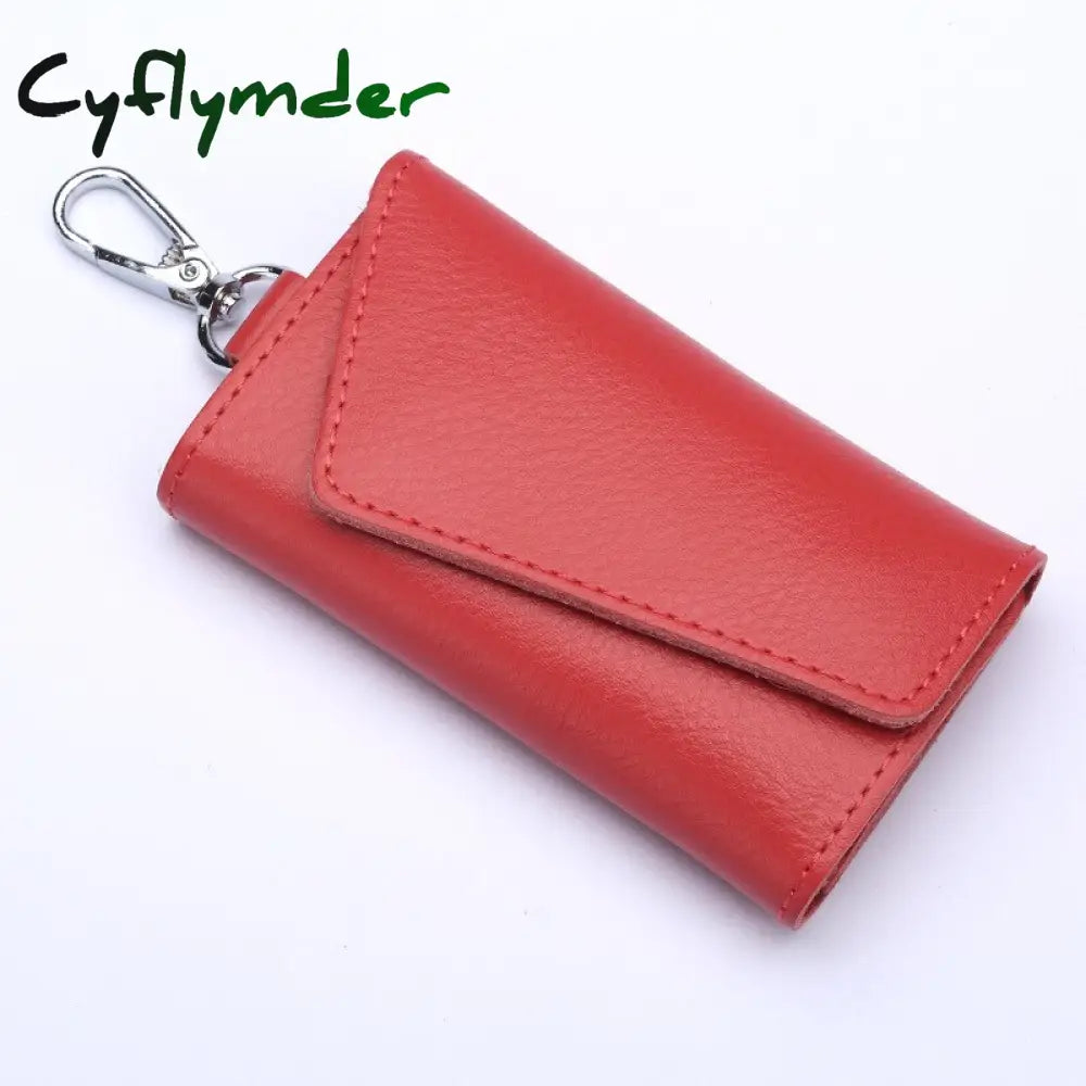 Cyflymder 1Pc Leather Keychain Men Women Key Holder Organizer Pouch Cow Split Car Wallet