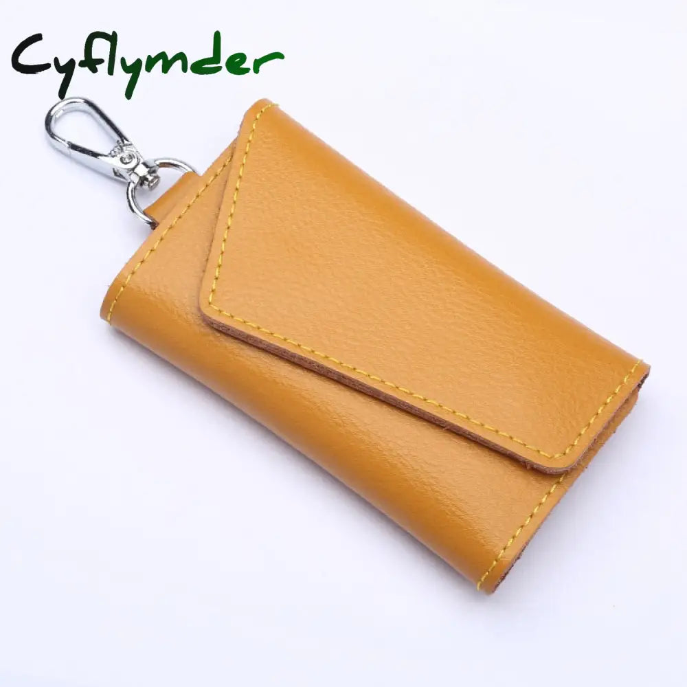 Cyflymder 1Pc Leather Keychain Men Women Key Holder Organizer Pouch Cow Split Car Wallet