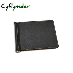 Cyflymder 1Pc Leather Men Money Clips Metal Solid Wallets Credit Dollar Purses Id Card Purse Cash