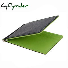 Cyflymder 1Pc Leather Men Money Clips Metal Solid Wallets Credit Dollar Purses Id Card Purse Cash