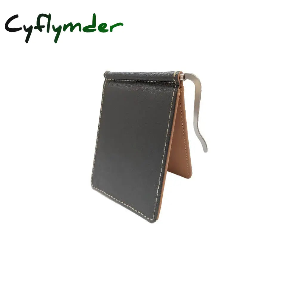 Cyflymder 1Pc Leather Men Money Clips Metal Solid Wallets Credit Dollar Purses Id Card Purse Cash