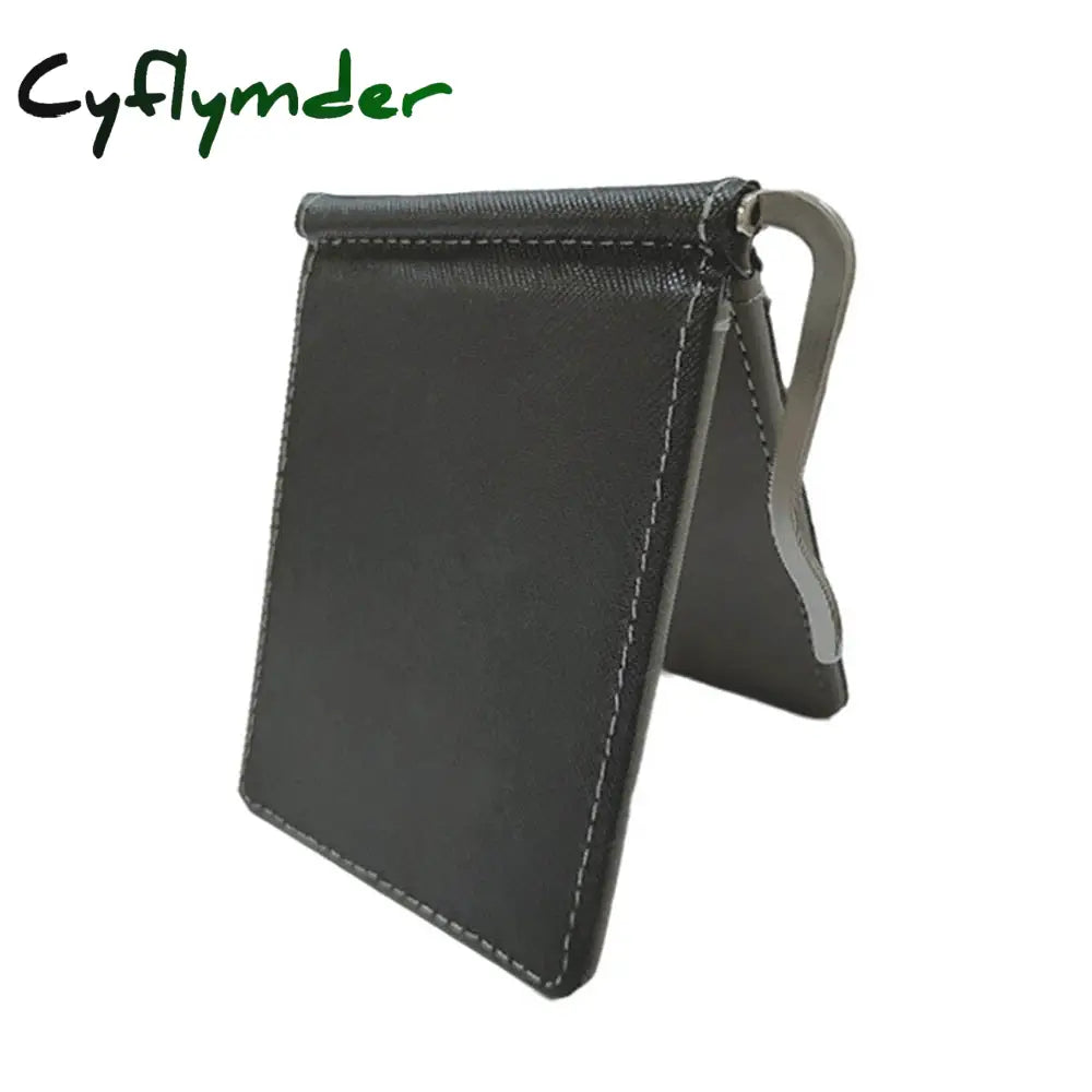 Cyflymder 1Pc Leather Men Money Clips Metal Solid Wallets Credit Dollar Purses Id Card Purse Cash