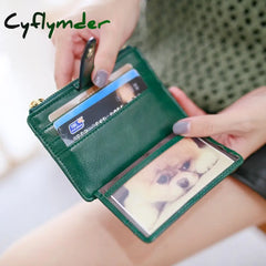 Cyflymder 1Pc Mini Pu Leather Credit Card Holder Cover Zipper Hasp Women Men Small Ultra-Thin