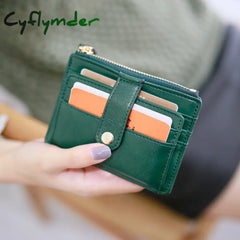 Cyflymder 1Pc Mini Pu Leather Credit Card Holder Cover Zipper Hasp Women Men Small Ultra-Thin