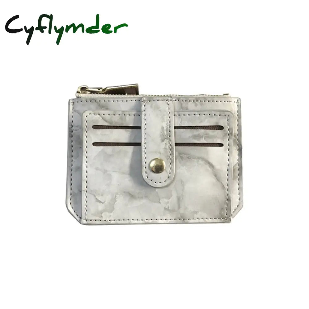 Cyflymder 1Pc Mini Pu Leather Credit Card Holder Cover Zipper Hasp Women Men Small Ultra-Thin