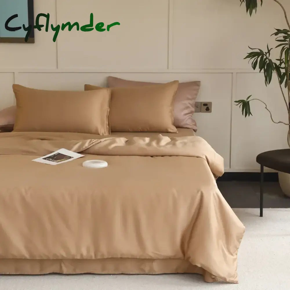 Cyflymder 1PC Mulberry Silk Duvet Cover Quilt Cover Solid Color Smooth Comforter Cover with Zipper Closure Double King