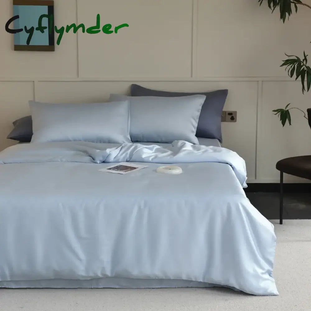 Cyflymder 1PC Mulberry Silk Duvet Cover Quilt Cover Solid Color Smooth Comforter Cover with Zipper Closure Double King