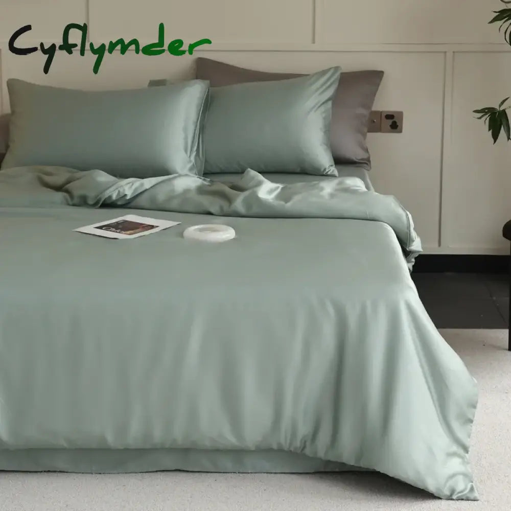 Cyflymder 1PC Mulberry Silk Duvet Cover Quilt Cover Solid Color Smooth Comforter Cover with Zipper Closure Double King