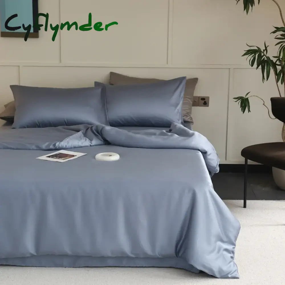 Cyflymder 1PC Mulberry Silk Duvet Cover Quilt Cover Solid Color Smooth Comforter Cover with Zipper Closure Double King