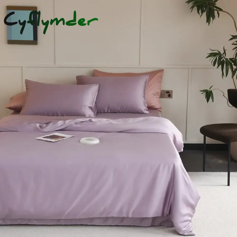 Cyflymder 1PC Mulberry Silk Duvet Cover Quilt Cover Solid Color Smooth Comforter Cover with Zipper Closure Double King