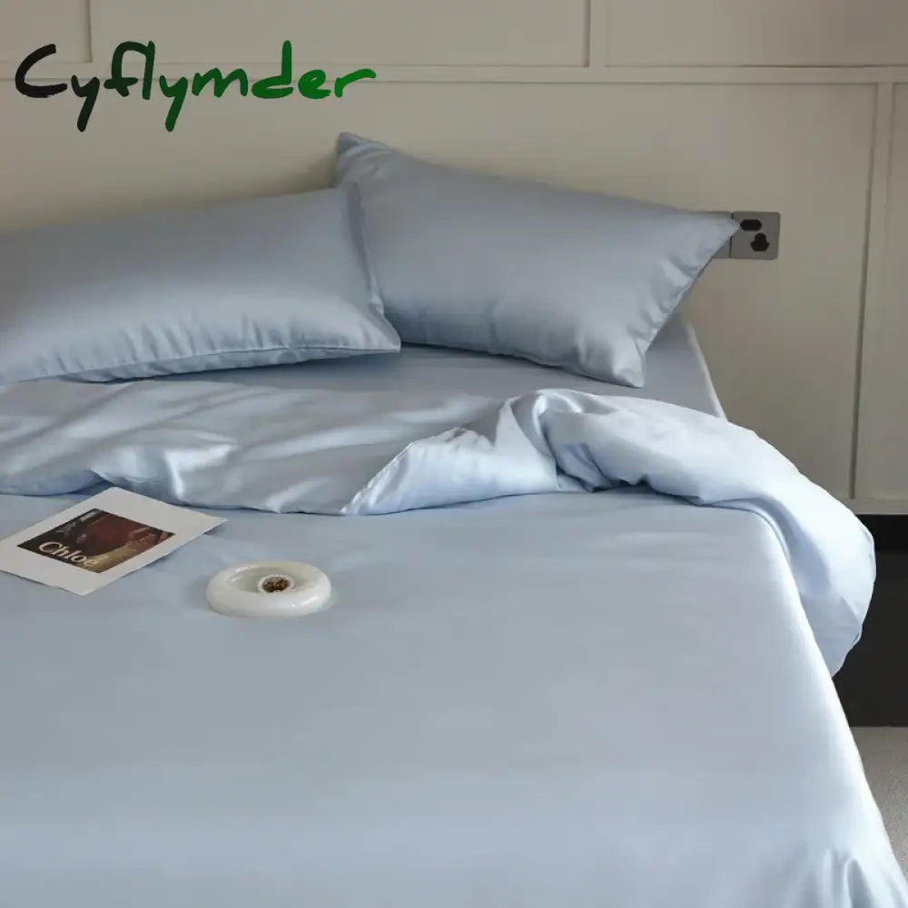 Cyflymder 1PC Mulberry Silk Duvet Cover Quilt Cover Solid Color Smooth Comforter Cover with Zipper Closure Double King