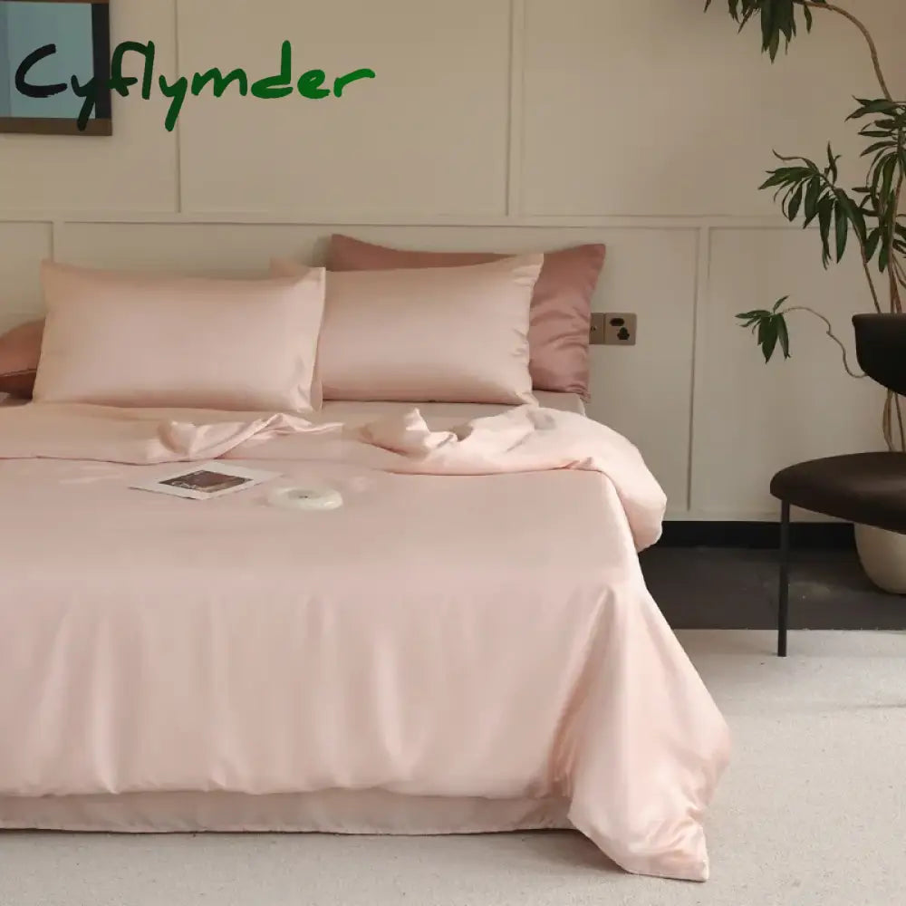 Cyflymder 1PC Mulberry Silk Duvet Cover Quilt Cover Solid Color Smooth Comforter Cover with Zipper Closure Double King