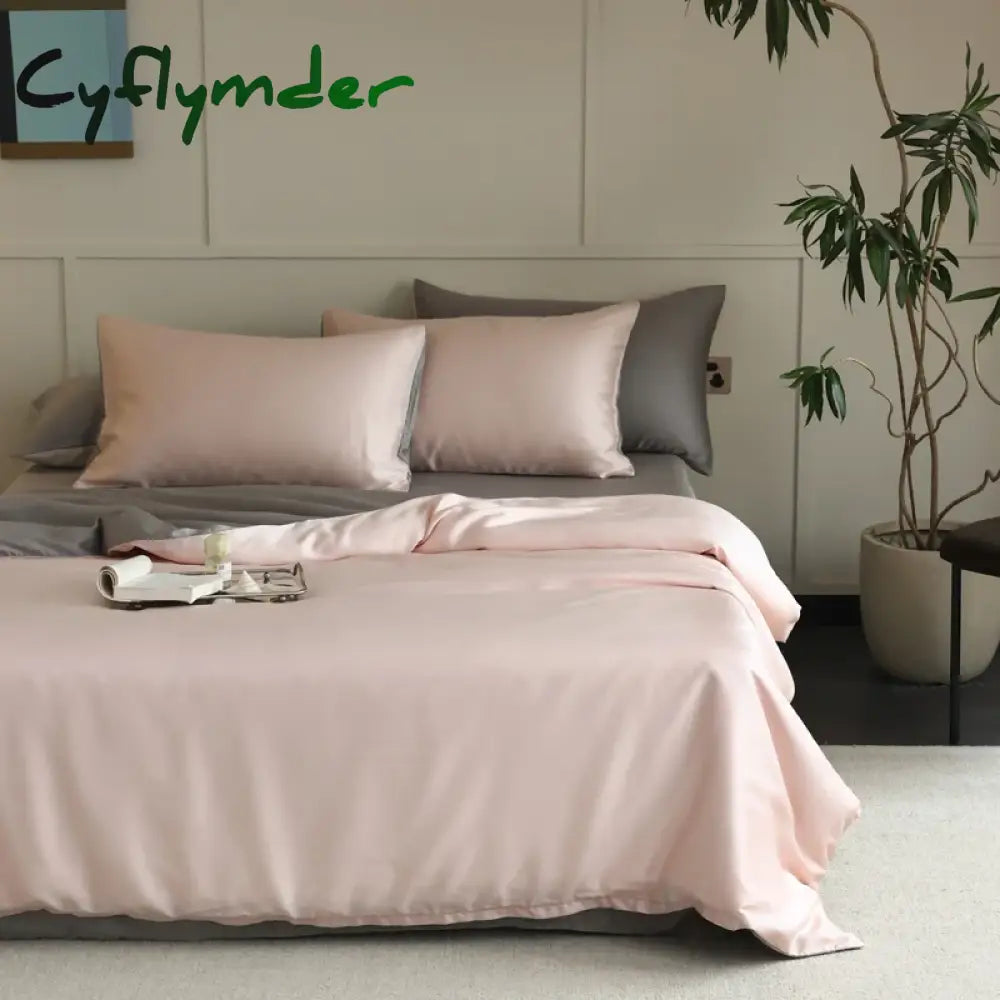 Cyflymder 1PC Mulberry Silk Duvet Cover Quilt Cover Solid Color Smooth Comforter Cover with Zipper Closure Double King