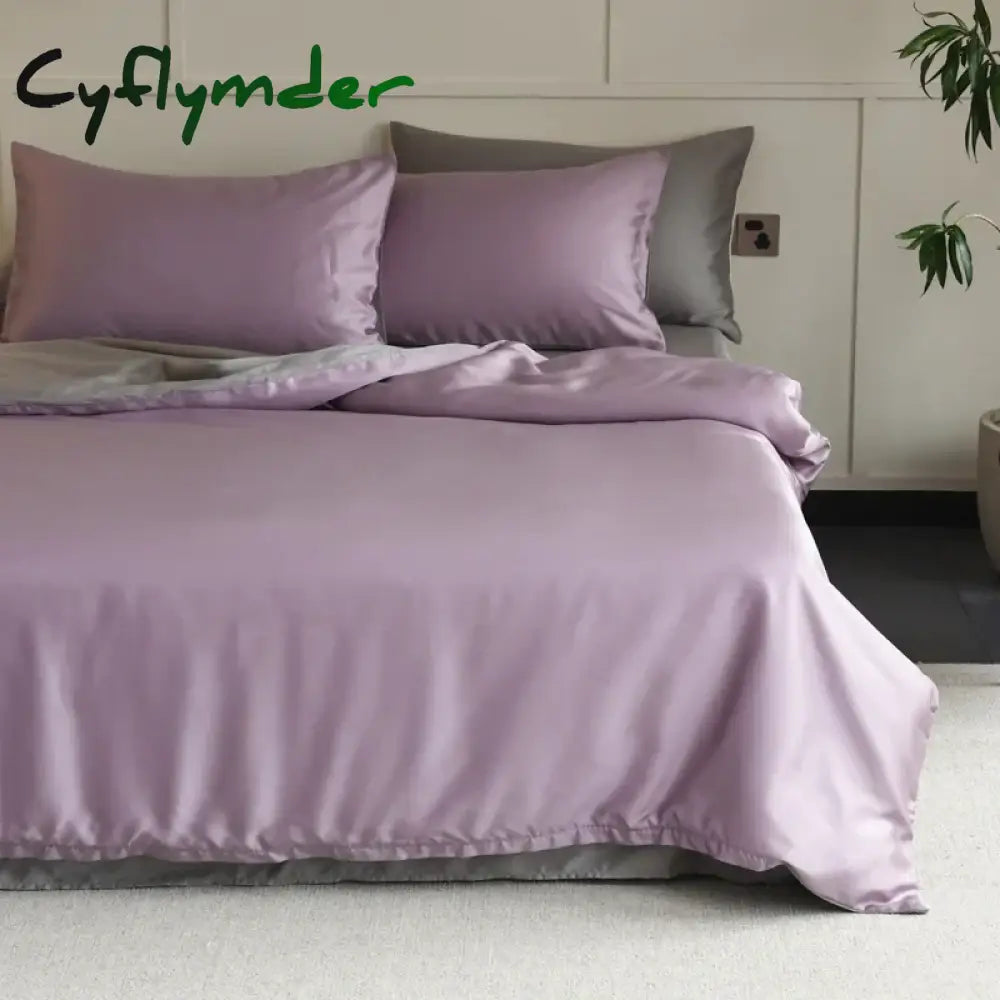 Cyflymder 1PC Mulberry Silk Duvet Cover Quilt Cover Solid Color Smooth Comforter Cover with Zipper Closure Double King