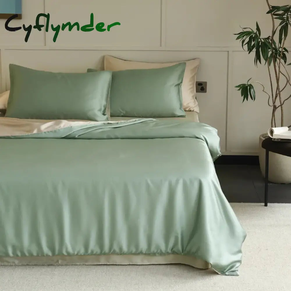 Cyflymder 1PC Mulberry Silk Duvet Cover Quilt Cover Solid Color Smooth Comforter Cover with Zipper Closure Double King