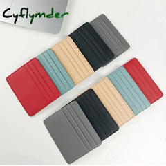 Cyflymder 1Pc Pu Leather Id Card Holder Candy Color Bank Credit Box Multi Slot Slim Case Wallet