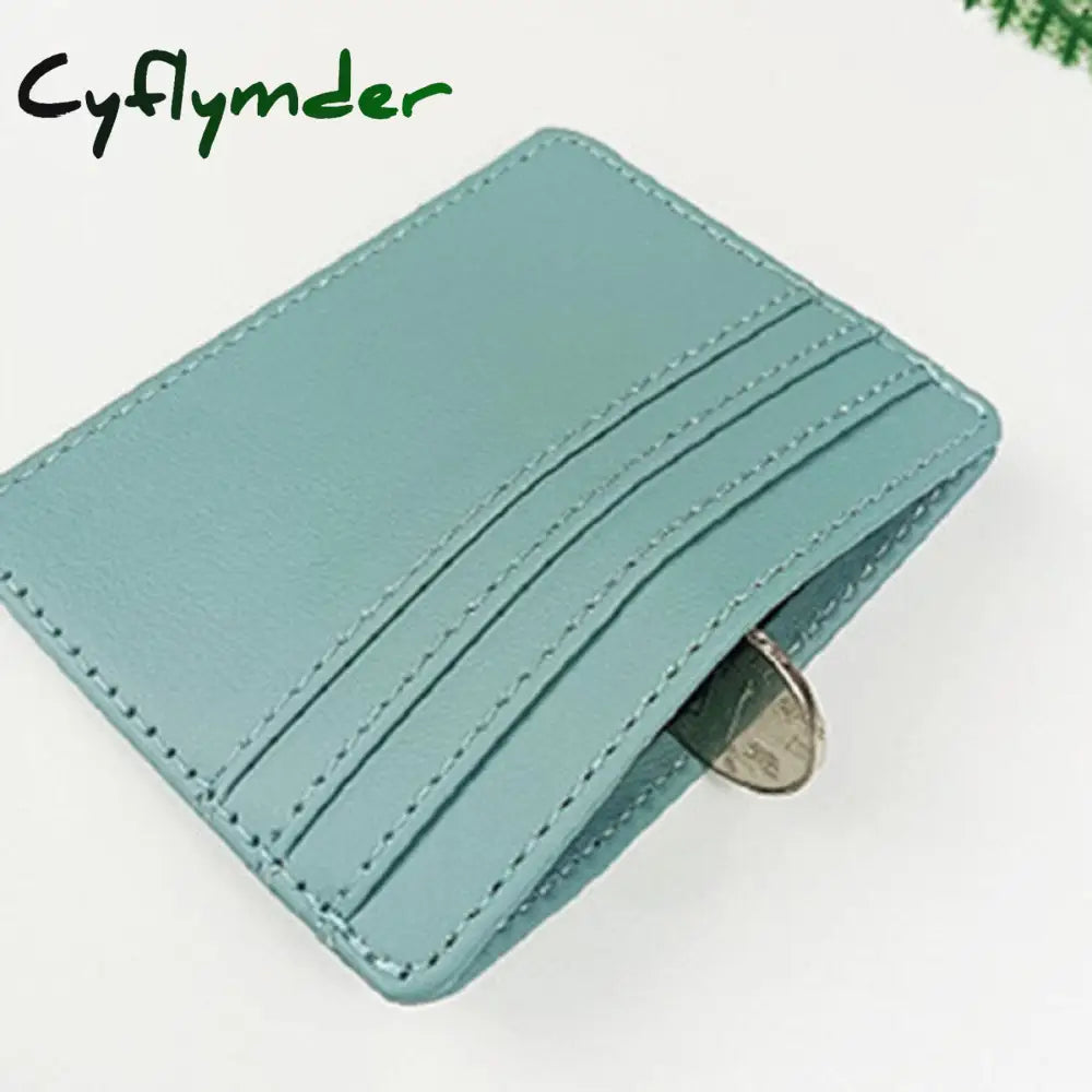 Cyflymder 1Pc Pu Leather Id Card Holder Candy Color Bank Credit Box Multi Slot Slim Case Wallet