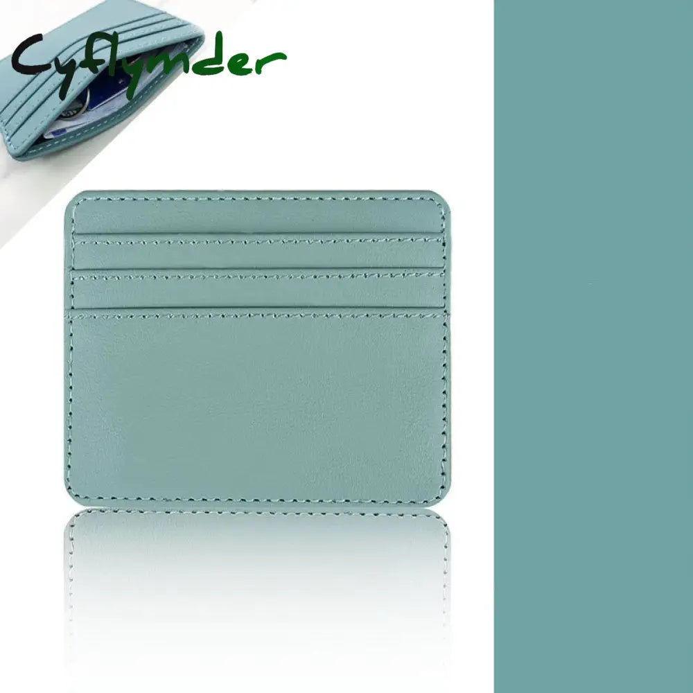 Cyflymder 1Pc Pu Leather Id Card Holder Candy Color Bank Credit Box Multi Slot Slim Case Wallet