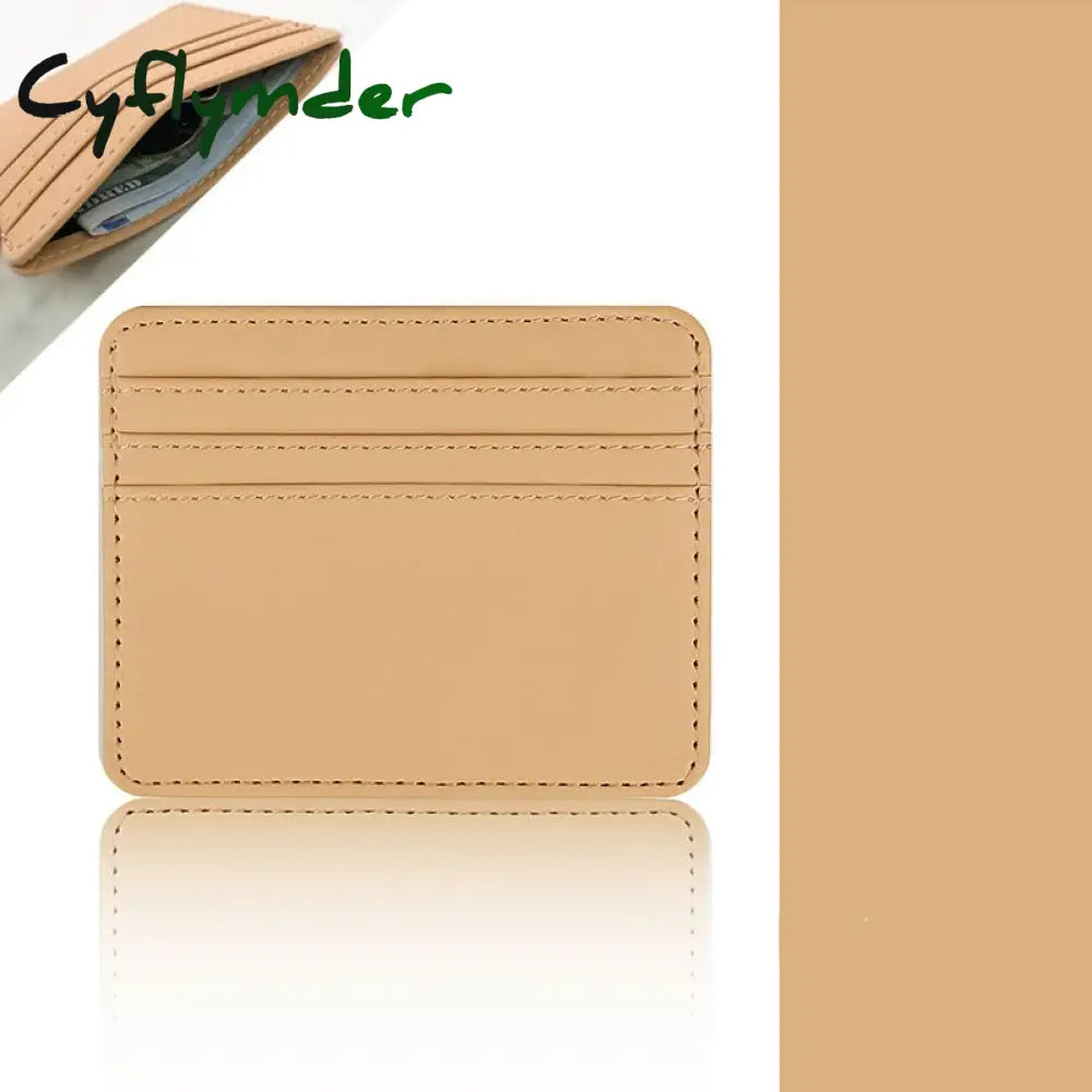 Cyflymder 1Pc Pu Leather Id Card Holder Candy Color Bank Credit Box Multi Slot Slim Case Wallet