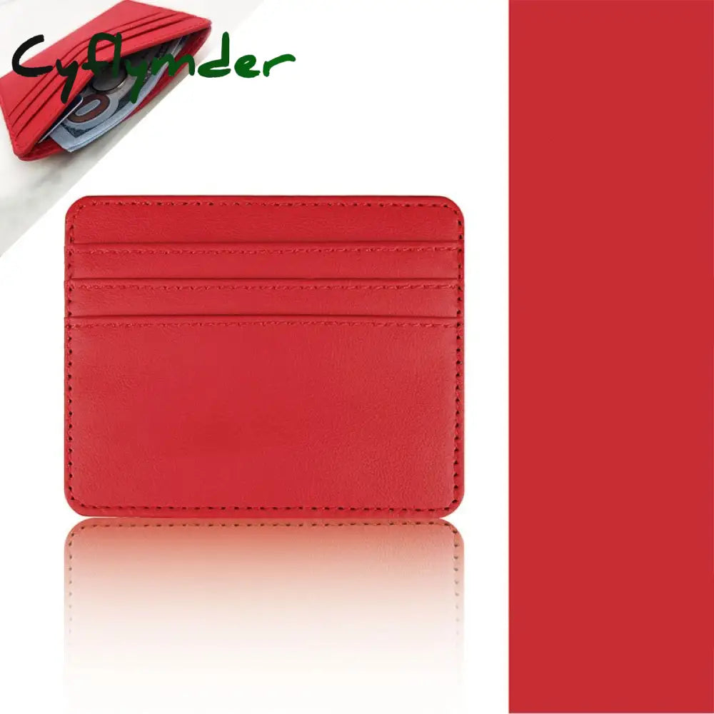 Cyflymder 1Pc Pu Leather Id Card Holder Candy Color Bank Credit Box Multi Slot Slim Case Wallet