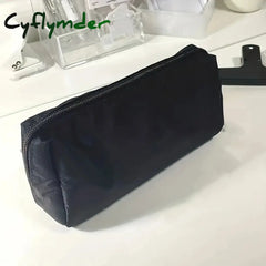 Cyflymder 1Pc-Simple Black Canvas Pencil Case With Large Capacity Stationery Storage Bag School