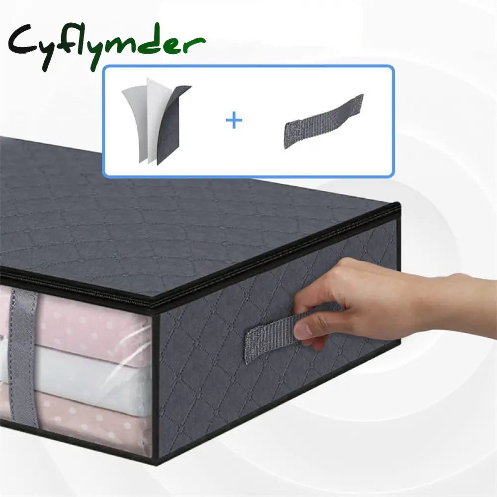 Cyflymder 1Pc Simple Zipper Underbed Storage Bag Foldable Organizer With Window Lightweight Clothes