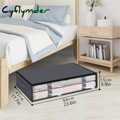 Cyflymder 1Pc Simple Zipper Underbed Storage Bag Foldable Organizer With Window Lightweight Clothes