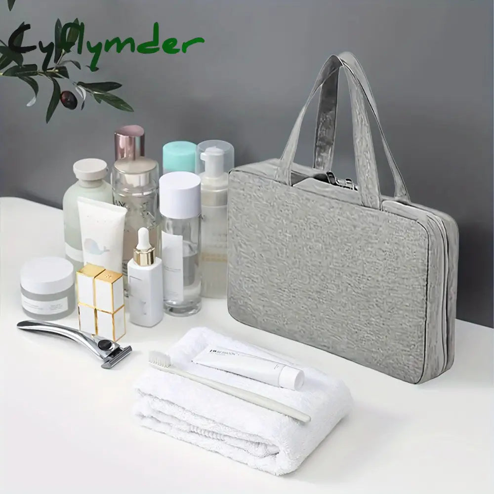 Cyflymder 1Pc Waterproof Folding Toiletry Bag Multi Functional Wet And Dry Separation Cosmetics