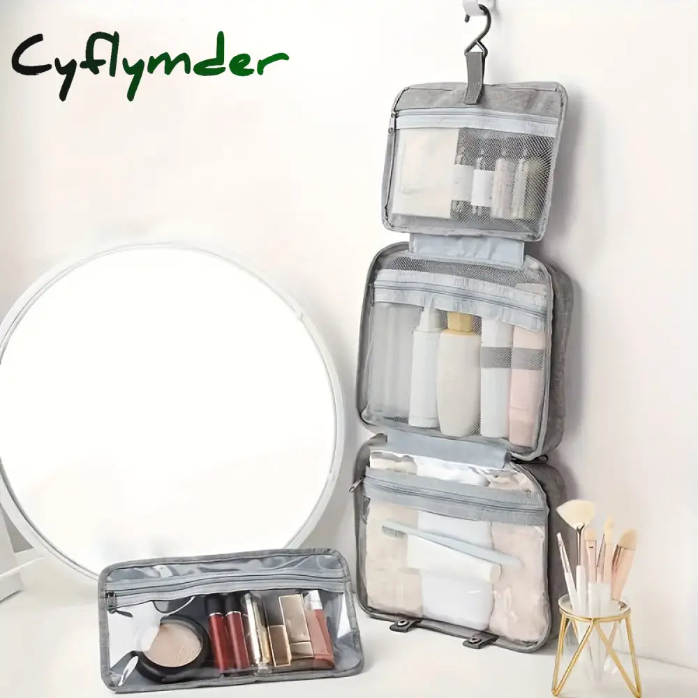 Cyflymder 1Pc Waterproof Folding Toiletry Bag Multi Functional Wet And Dry Separation Cosmetics