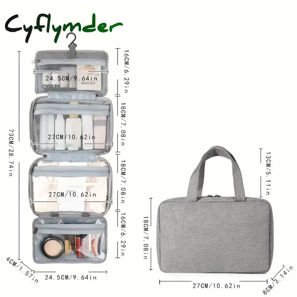 Cyflymder 1Pc Waterproof Folding Toiletry Bag Multi Functional Wet And Dry Separation Cosmetics