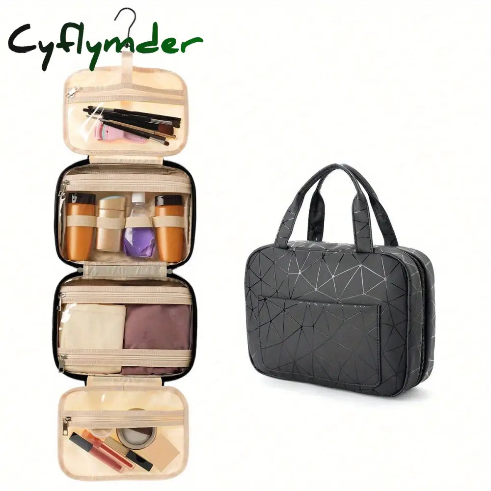 Cyflymder 1Pc Waterproof Folding Toiletry Bag Multi Functional Wet And Dry Separation Cosmetics