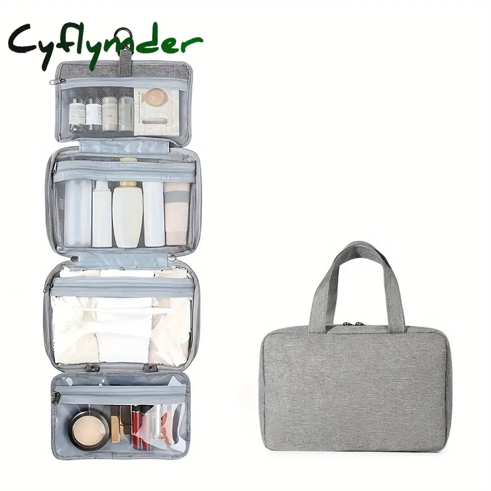 Cyflymder 1Pc Waterproof Folding Toiletry Bag Multi Functional Wet And Dry Separation Cosmetics