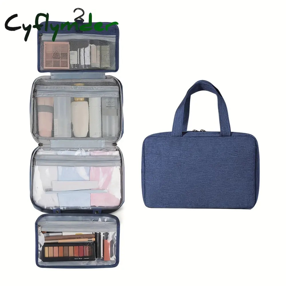 Cyflymder 1Pc Waterproof Folding Toiletry Bag Multi Functional Wet And Dry Separation Cosmetics