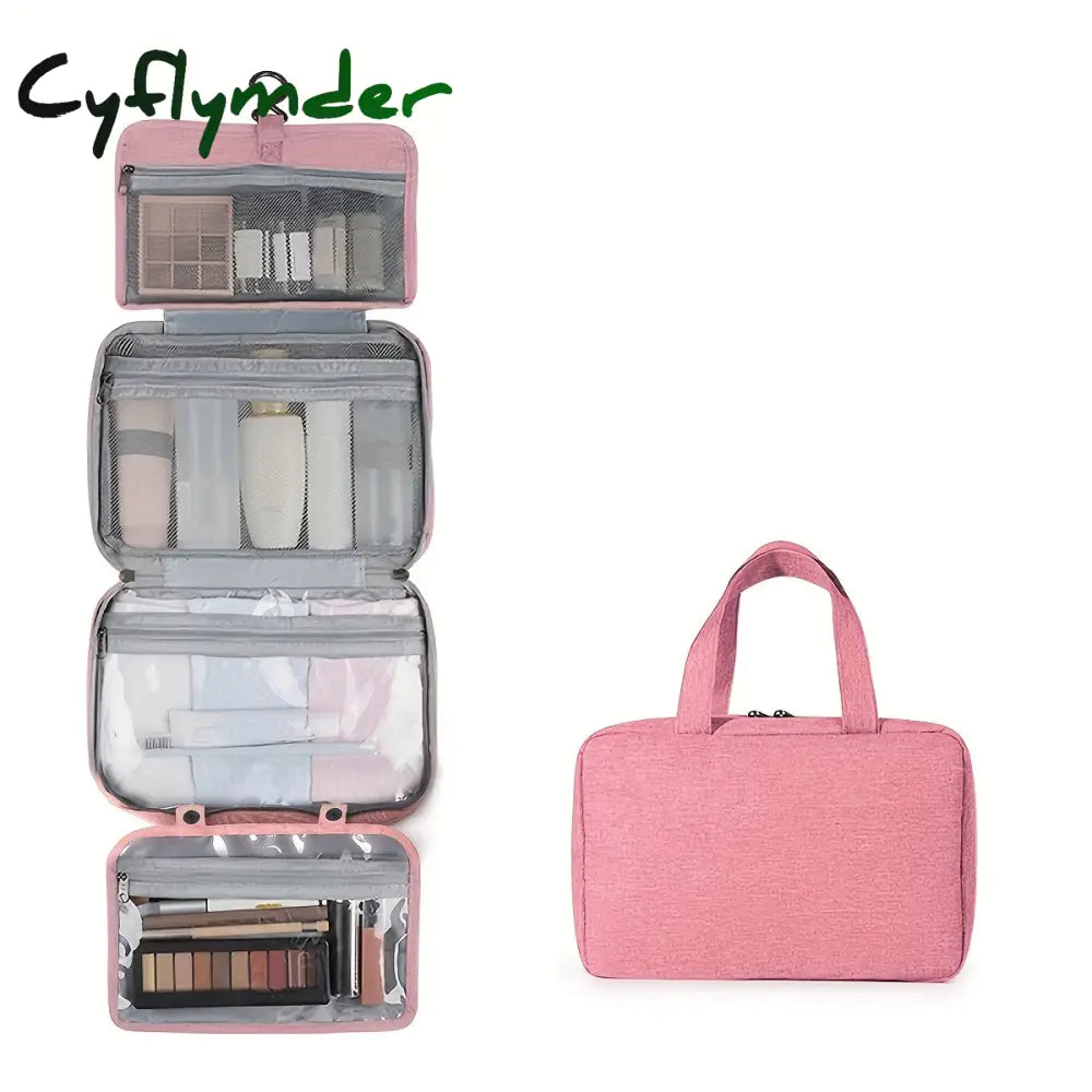 Cyflymder 1Pc Waterproof Folding Toiletry Bag Multi Functional Wet And Dry Separation Cosmetics