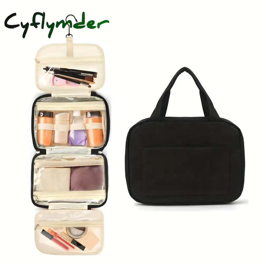 Cyflymder 1Pc Waterproof Folding Toiletry Bag Multi Functional Wet And Dry Separation Cosmetics