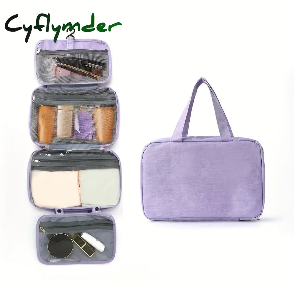 Cyflymder 1Pc Waterproof Folding Toiletry Bag Multi Functional Wet And Dry Separation Cosmetics