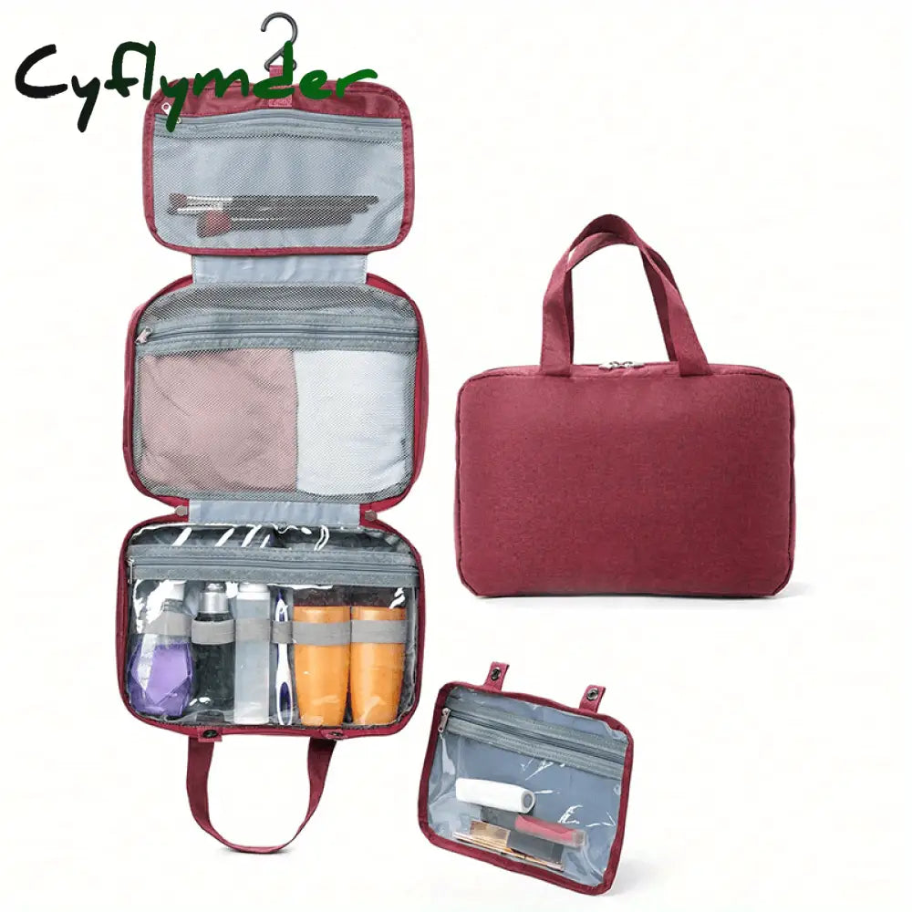 Cyflymder 1Pc Waterproof Folding Toiletry Bag Multi Functional Wet And Dry Separation Cosmetics