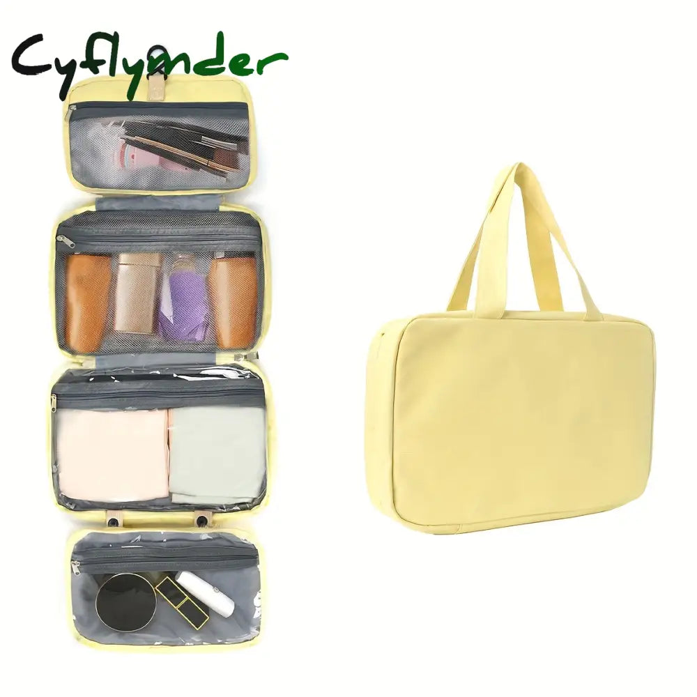 Cyflymder 1Pc Waterproof Folding Toiletry Bag Multi Functional Wet And Dry Separation Cosmetics