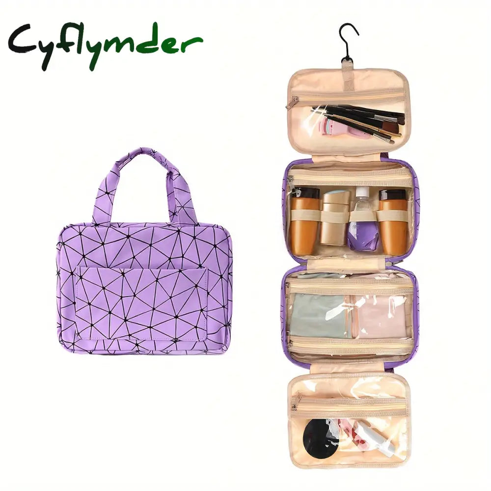 Cyflymder 1Pc Waterproof Folding Toiletry Bag Multi Functional Wet And Dry Separation Cosmetics