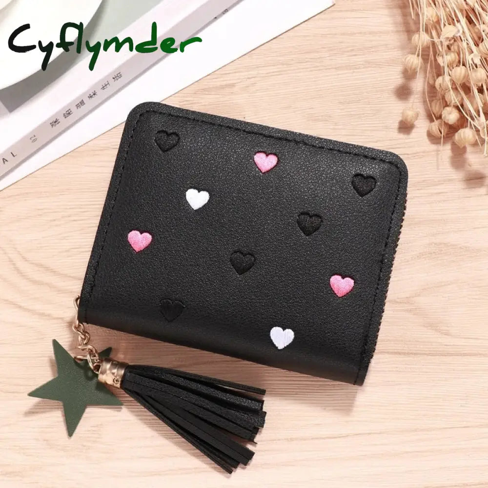 Cyflymder 1Pc Women Small Wallet Ladies Mini Tassel Cute Girl Short Zipper Lovely Pu Leather Coin