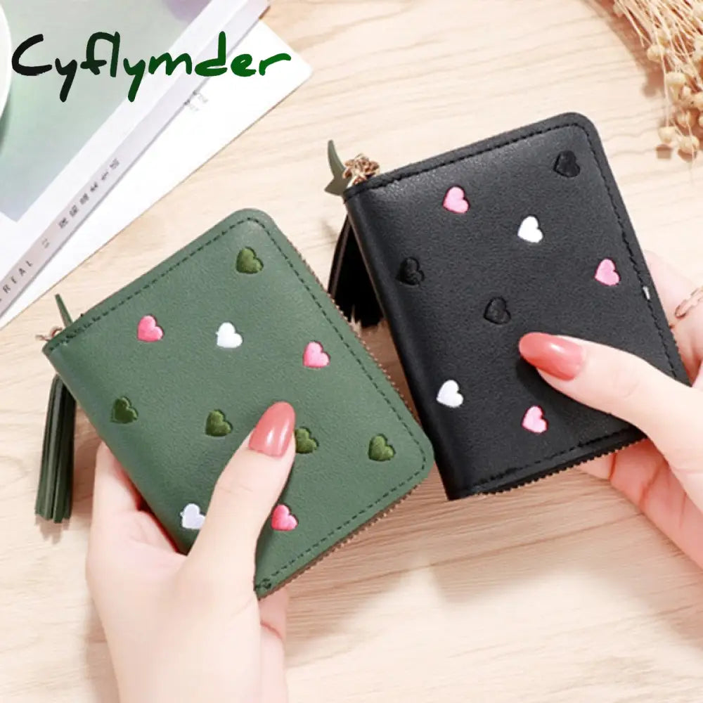 Cyflymder 1Pc Women Small Wallet Ladies Mini Tassel Cute Girl Short Zipper Lovely Pu Leather Coin