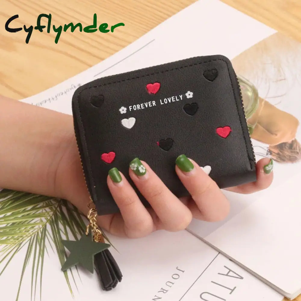 Cyflymder 1Pc Women Small Wallet Ladies Mini Tassel Cute Girl Short Zipper Lovely Pu Leather Coin