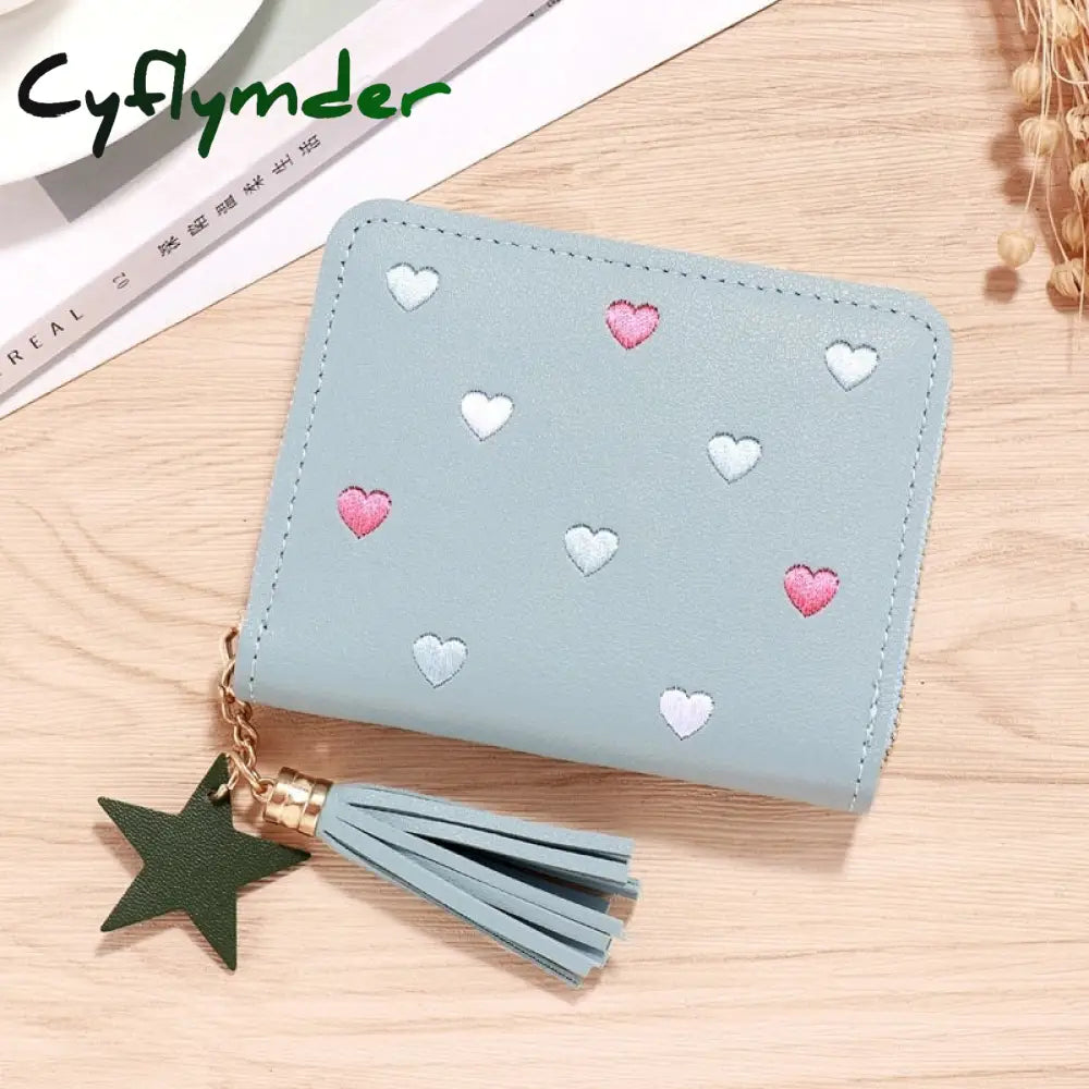 Cyflymder 1Pc Women Small Wallet Ladies Mini Tassel Cute Girl Short Zipper Lovely Pu Leather Coin