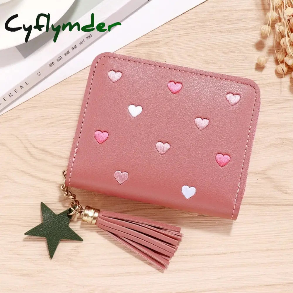 Cyflymder 1Pc Women Small Wallet Ladies Mini Tassel Cute Girl Short Zipper Lovely Pu Leather Coin