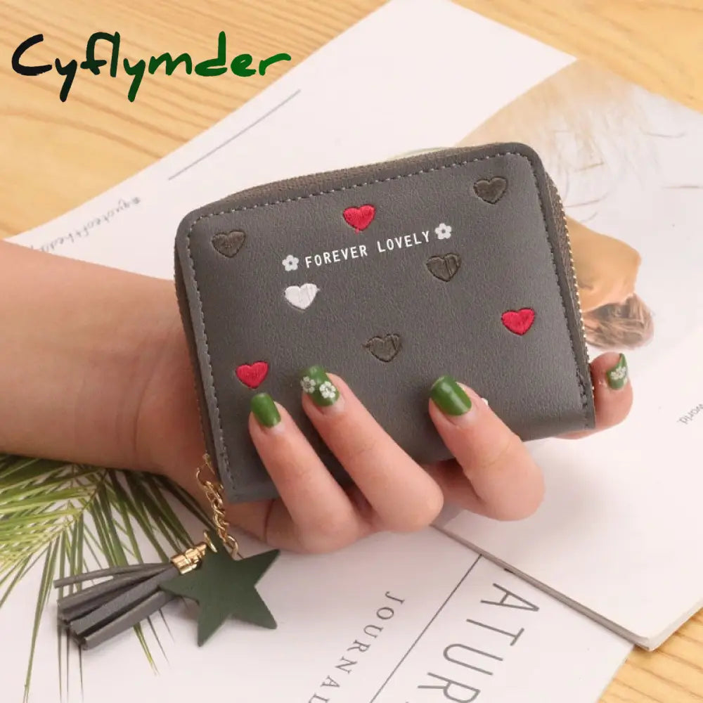 Cyflymder 1Pc Women Small Wallet Ladies Mini Tassel Cute Girl Short Zipper Lovely Pu Leather Coin