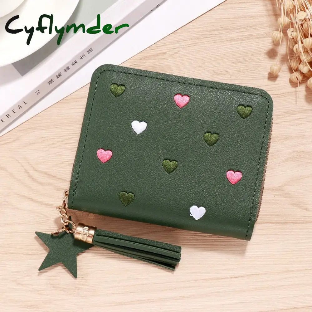 Cyflymder 1Pc Women Small Wallet Ladies Mini Tassel Cute Girl Short Zipper Lovely Pu Leather Coin