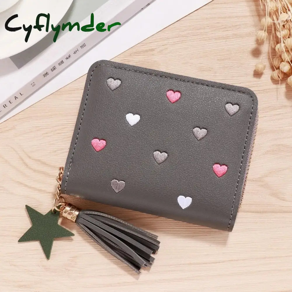 Cyflymder 1Pc Women Small Wallet Ladies Mini Tassel Cute Girl Short Zipper Lovely Pu Leather Coin