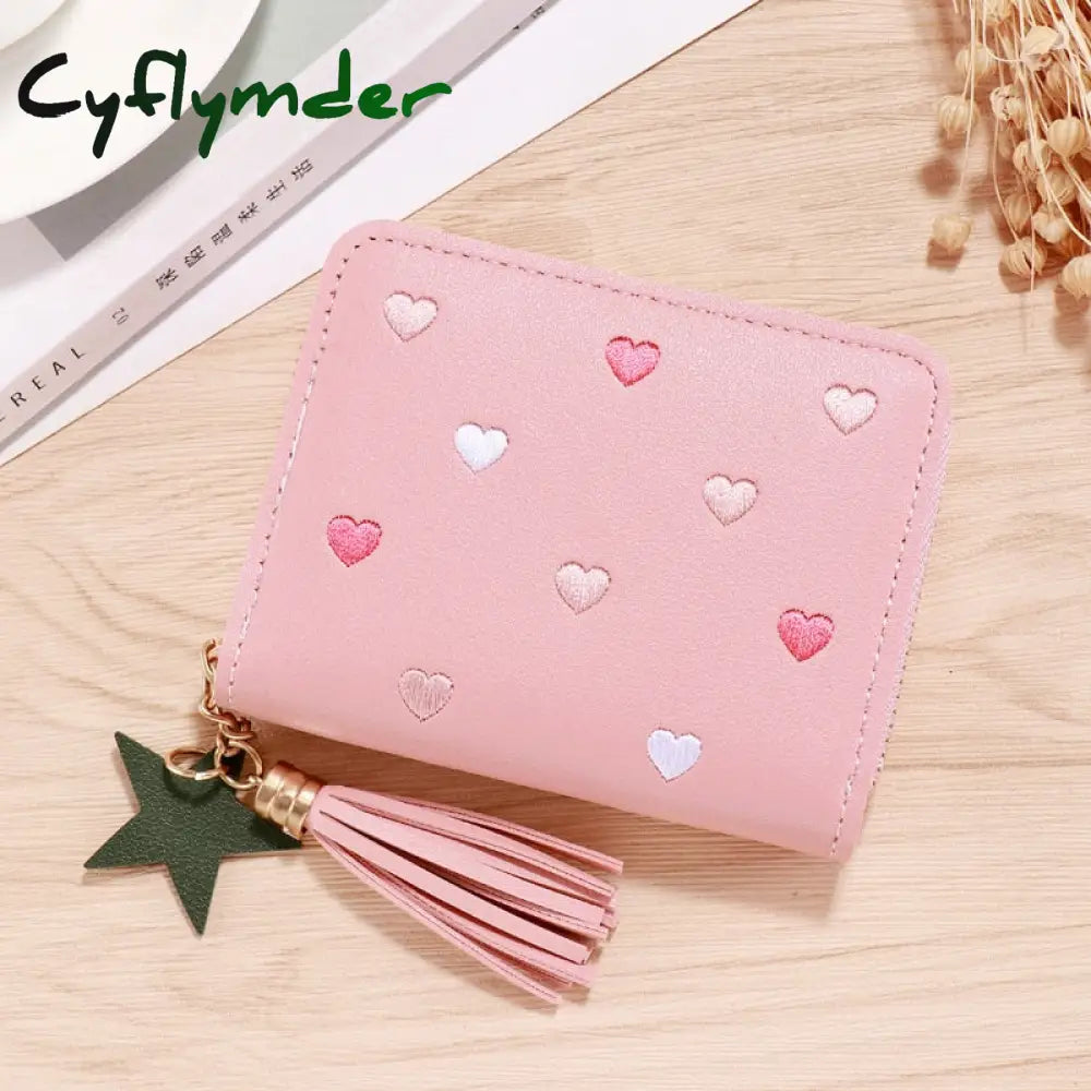 Cyflymder 1Pc Women Small Wallet Ladies Mini Tassel Cute Girl Short Zipper Lovely Pu Leather Coin