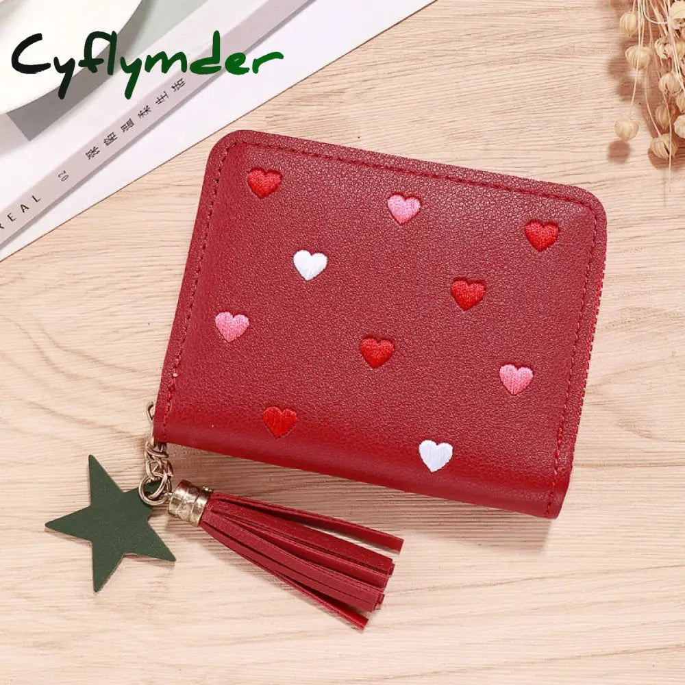 Cyflymder 1Pc Women Small Wallet Ladies Mini Tassel Cute Girl Short Zipper Lovely Pu Leather Coin