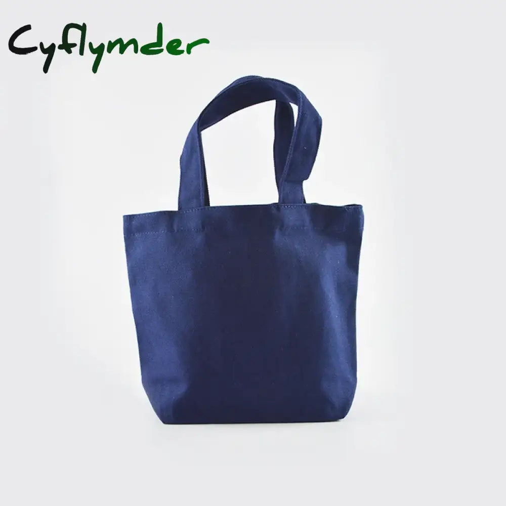 Cyflymder 1Pcs Cotton Canvas Simple Shopping Bags Foldable Handbag Girls Fashion Solid Color Life